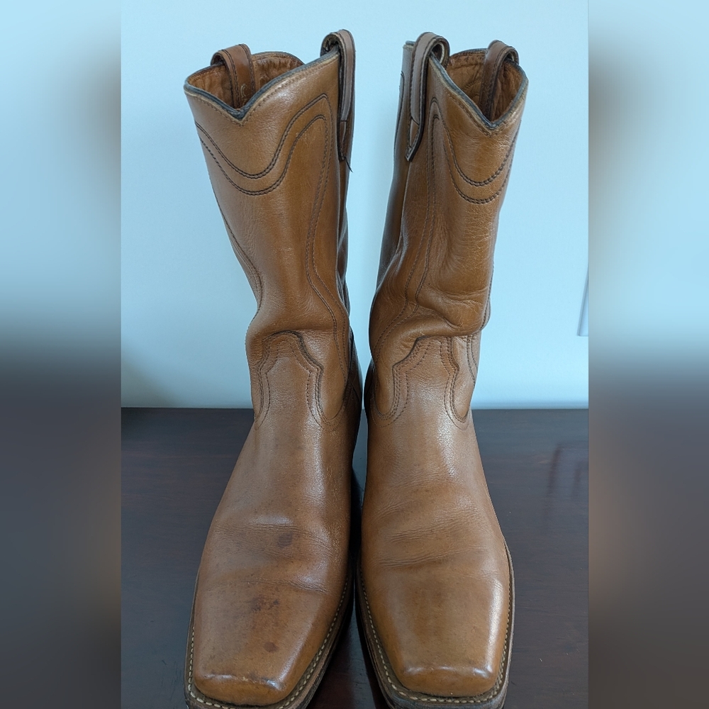ACME Vintage Brown Leather Cowboy Boots